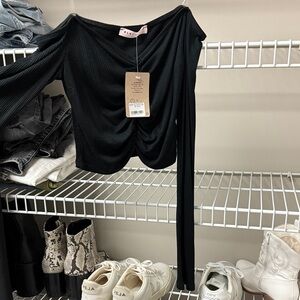 Blue Blush Black Long Sleeve Blouse